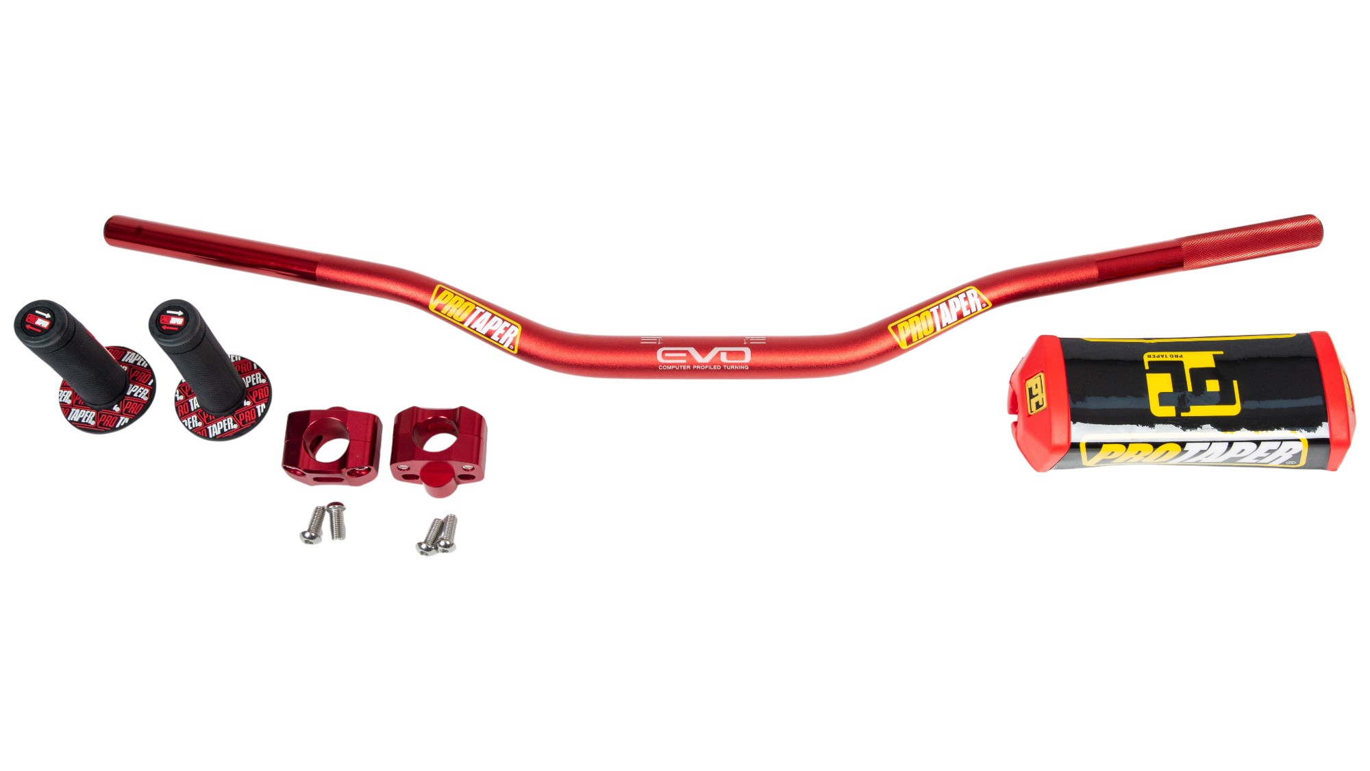 Руль 28мм c защитой + грипсы + крепление красный