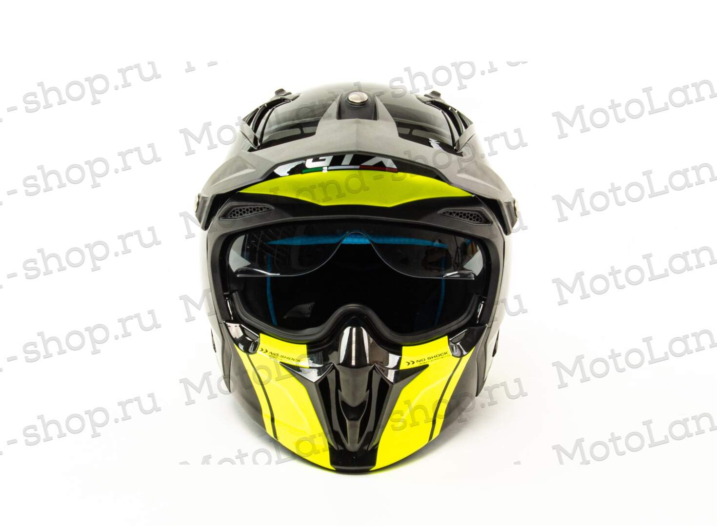 Шлем мото мотард GTX 690 №2 (M) BLACK/FLUO YELLOW GREY