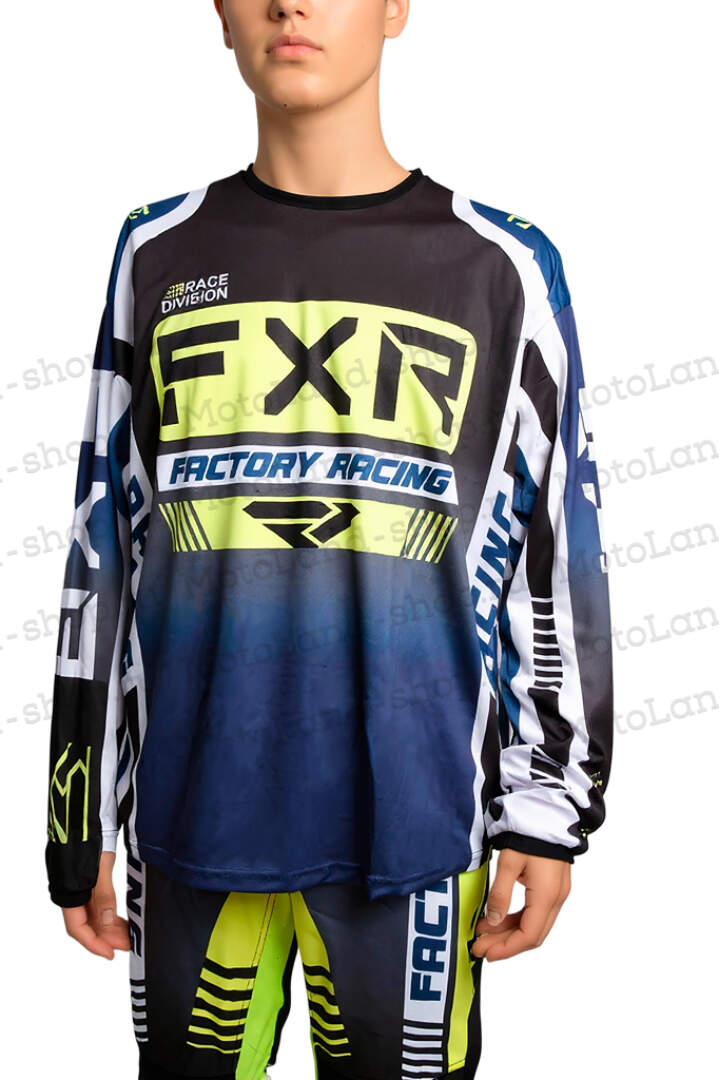 Джерси/футболка для мотокросса FXR №4 (M) blue/black/white/neon green