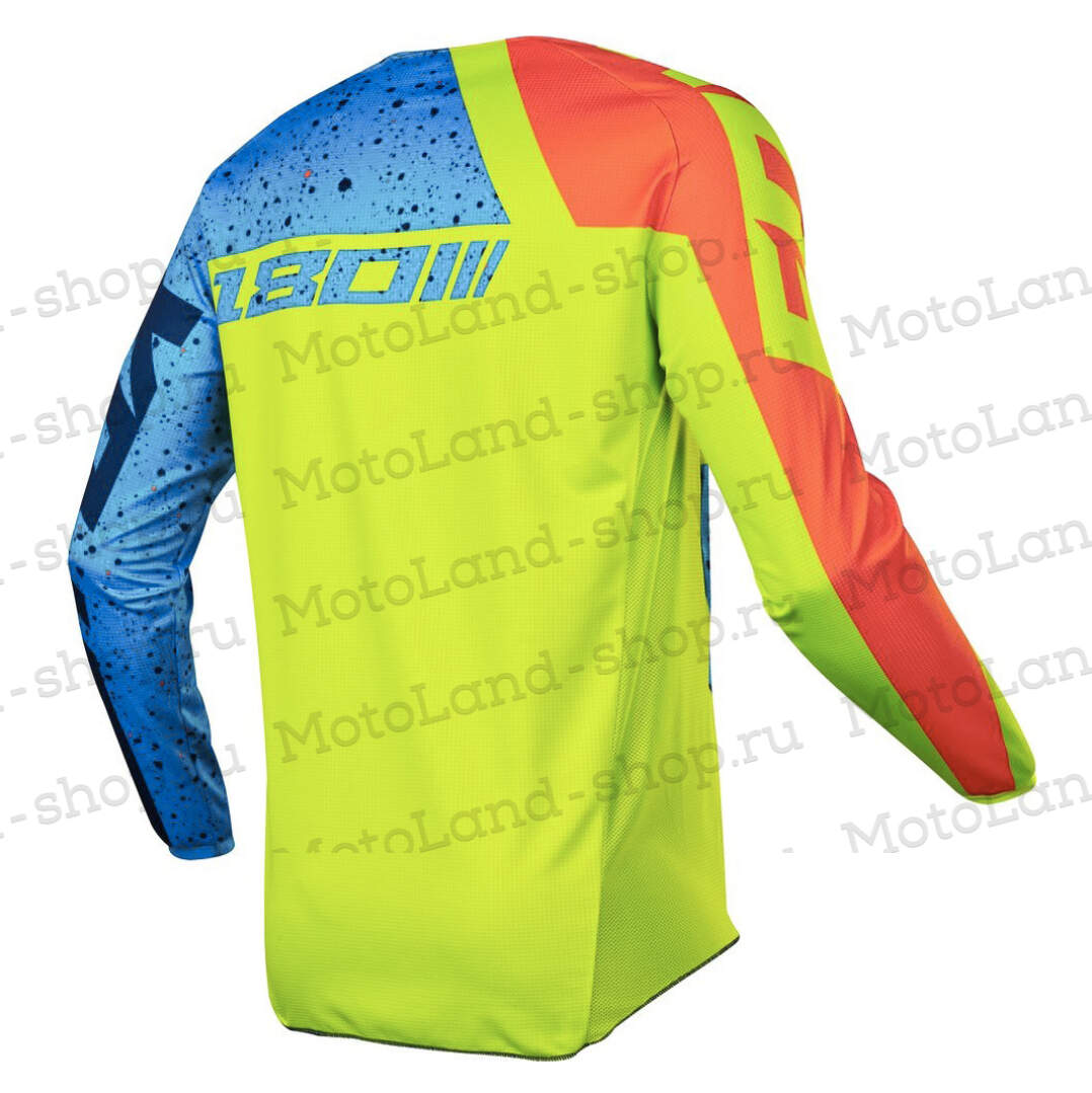 Джерси/футболка для мотокросса (детская) FOX №2 / Blue/Neon-Green (рост 145-155 см)