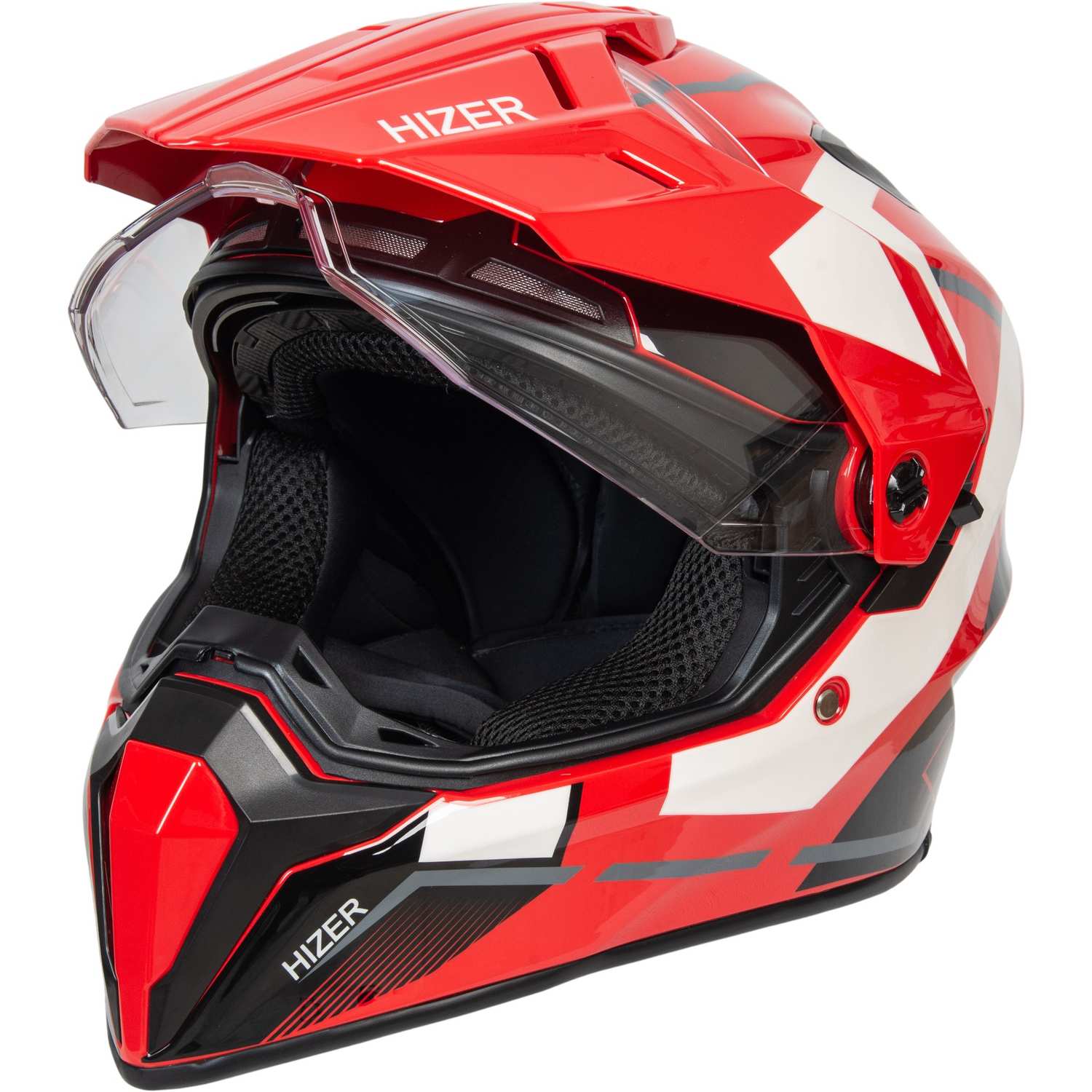 Шлем мото мотард HIZER J6808 №2 (S) red (2 визора)