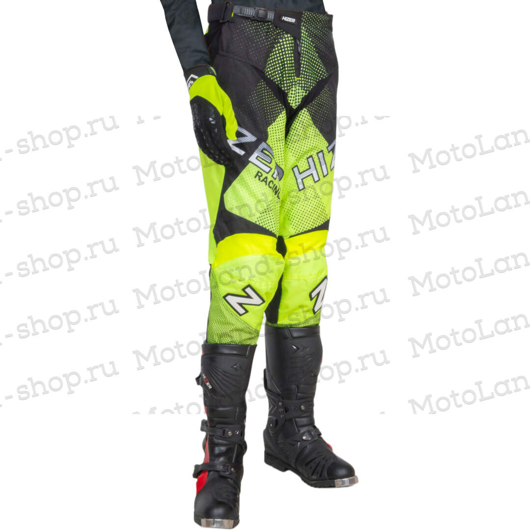 Штаны для мотокросса HIZER / Neon-Green/White (M)