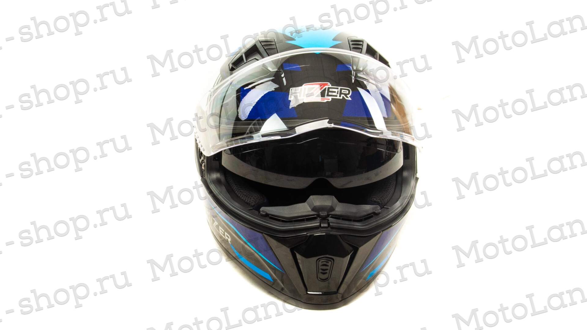 Шлем мото интеграл HIZER J5320 №1 (L)  black/blue (2 визора)