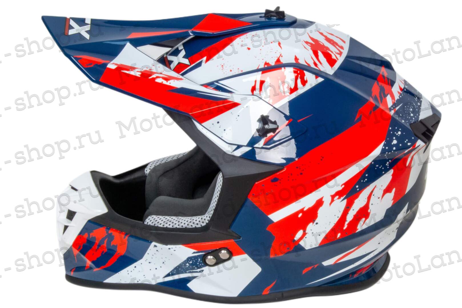 Шлем мото кроссовый GTX 633 №3 (M) BLUE/RED WHITE