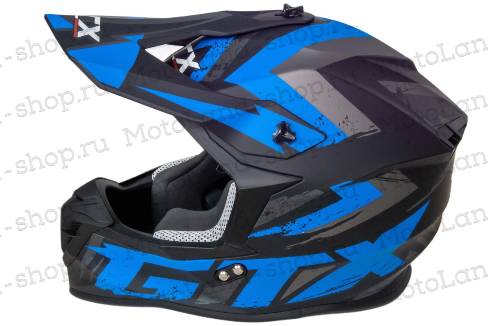 Шлем мото кроссовый GTX 633 №9 (M) BLACK/BLUE GREY