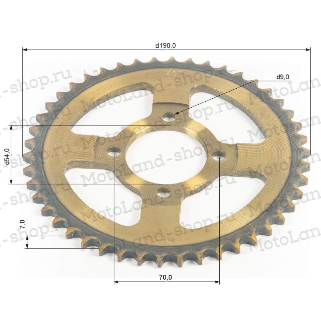Венец, звезда ведомая (428-46) сталь, закаленные зубья Альфа/Дельта 4х70х54