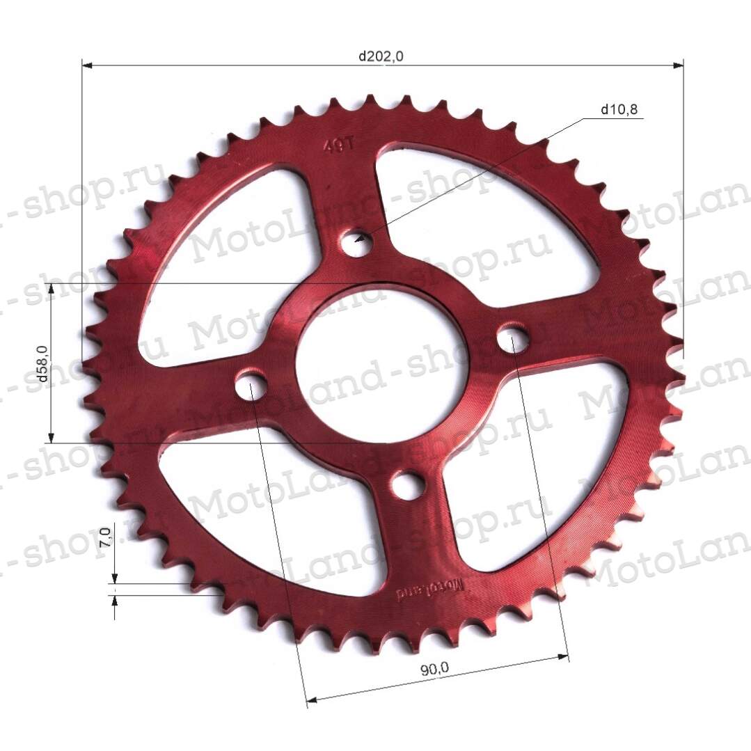 Венец, звезда ведомая (428-49) CG/CB 4х90х58 красная