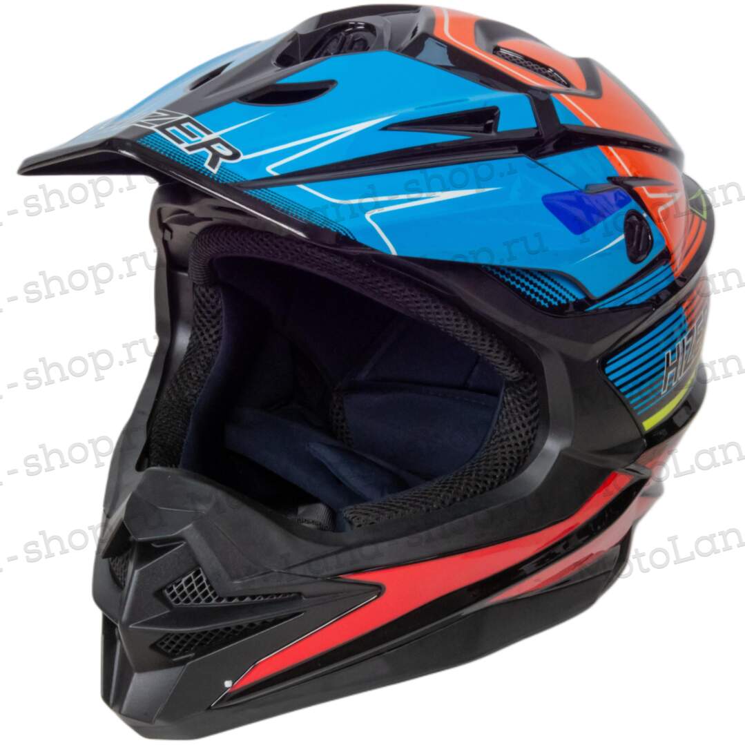 Шлем мото кроссовый HIZER J6803 №3 (S) BLACK/BLUE