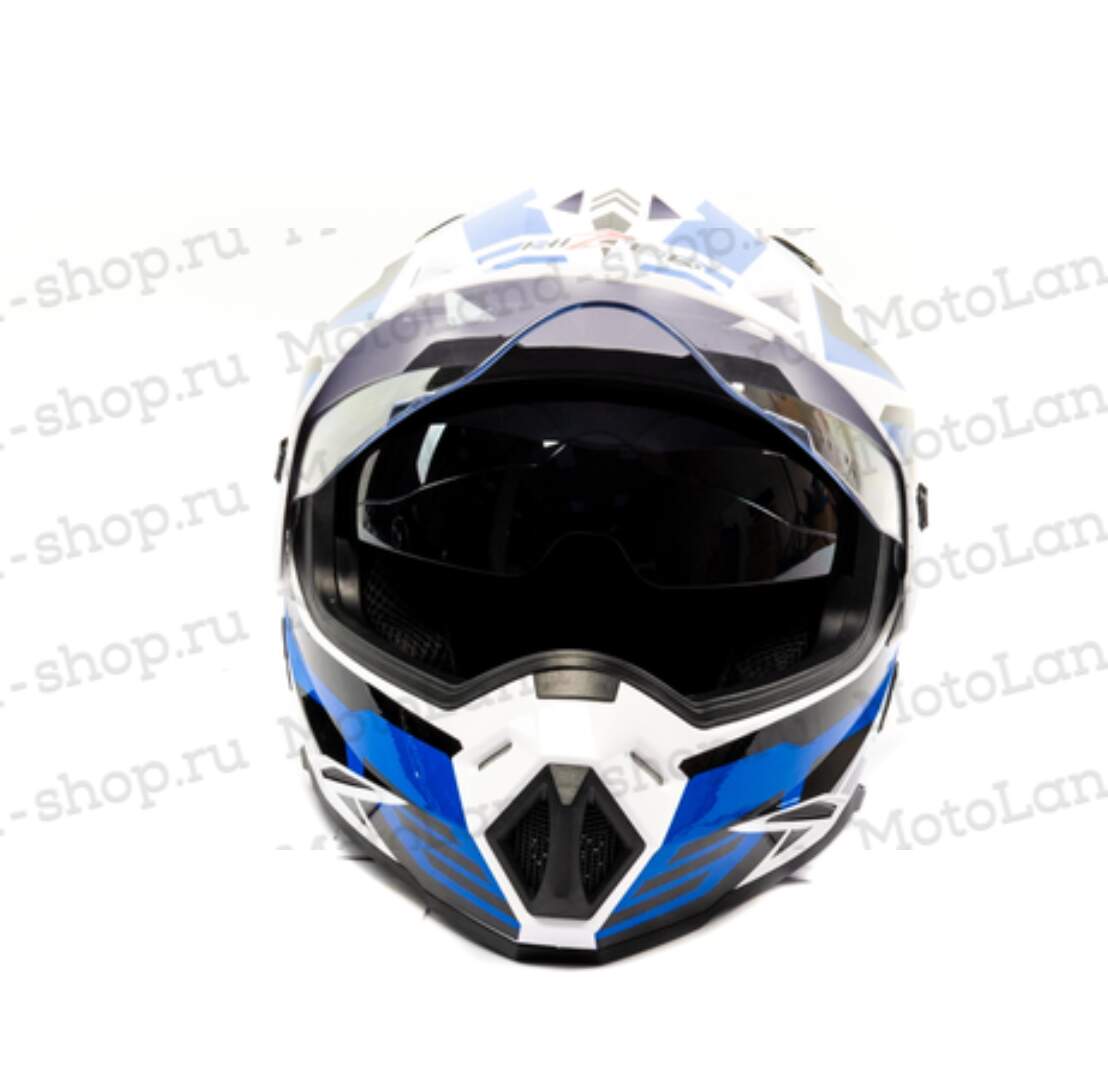 Шлем мото мотард HIZER J6802 №6 (L) white/blue (2 визора)