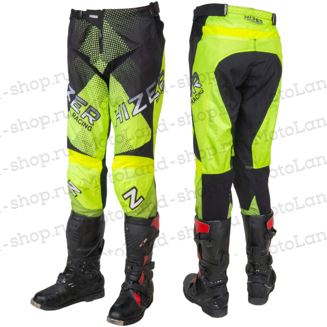 Штаны для мотокросса HIZER / Neon-Green/White (S)