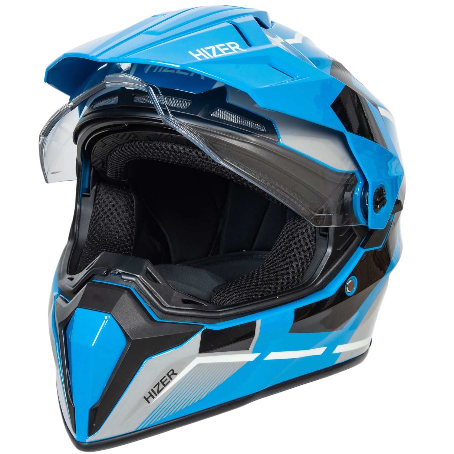 Шлем мото мотард HIZER J6808 №1 (M) blue (2 визора)