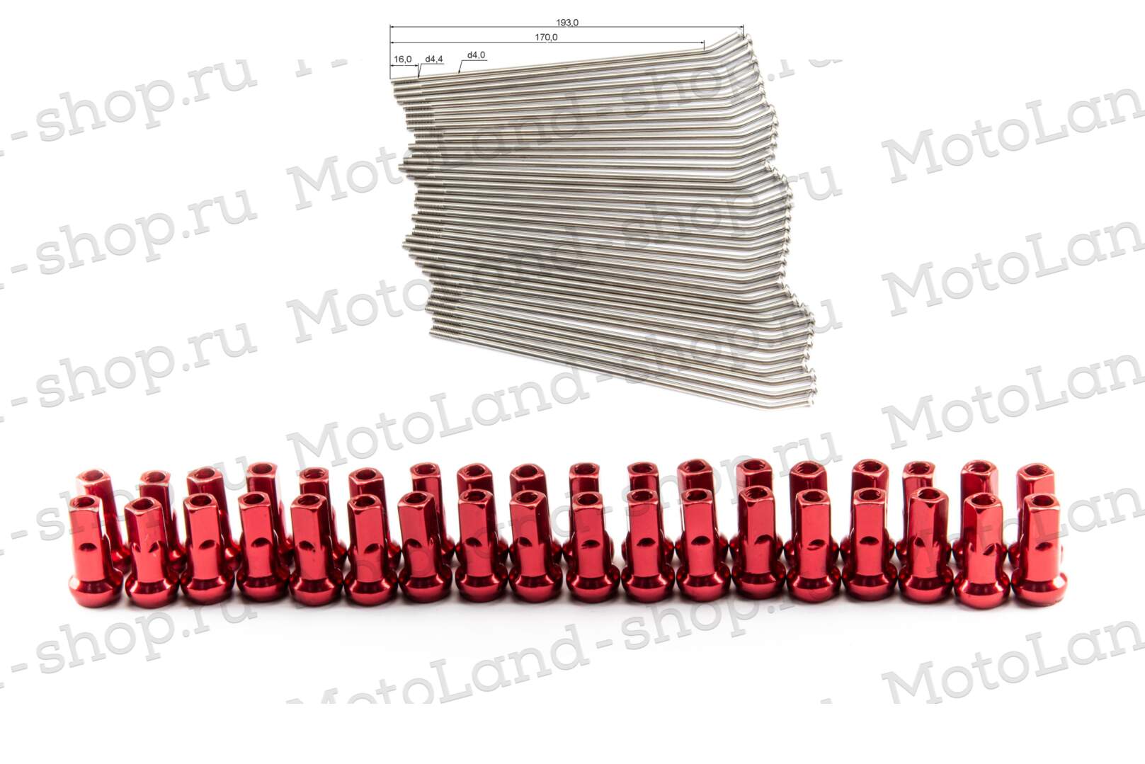 Спицы + ниппель 18" (компл.=36шт) красные