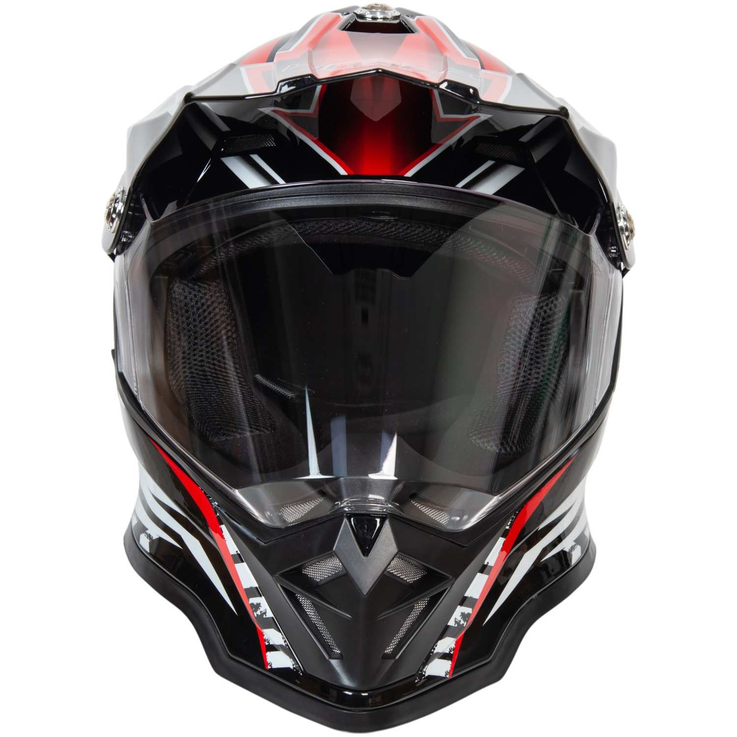 Шлем мото мотард HIZER B6197-1 №2 (M)  black/red/white