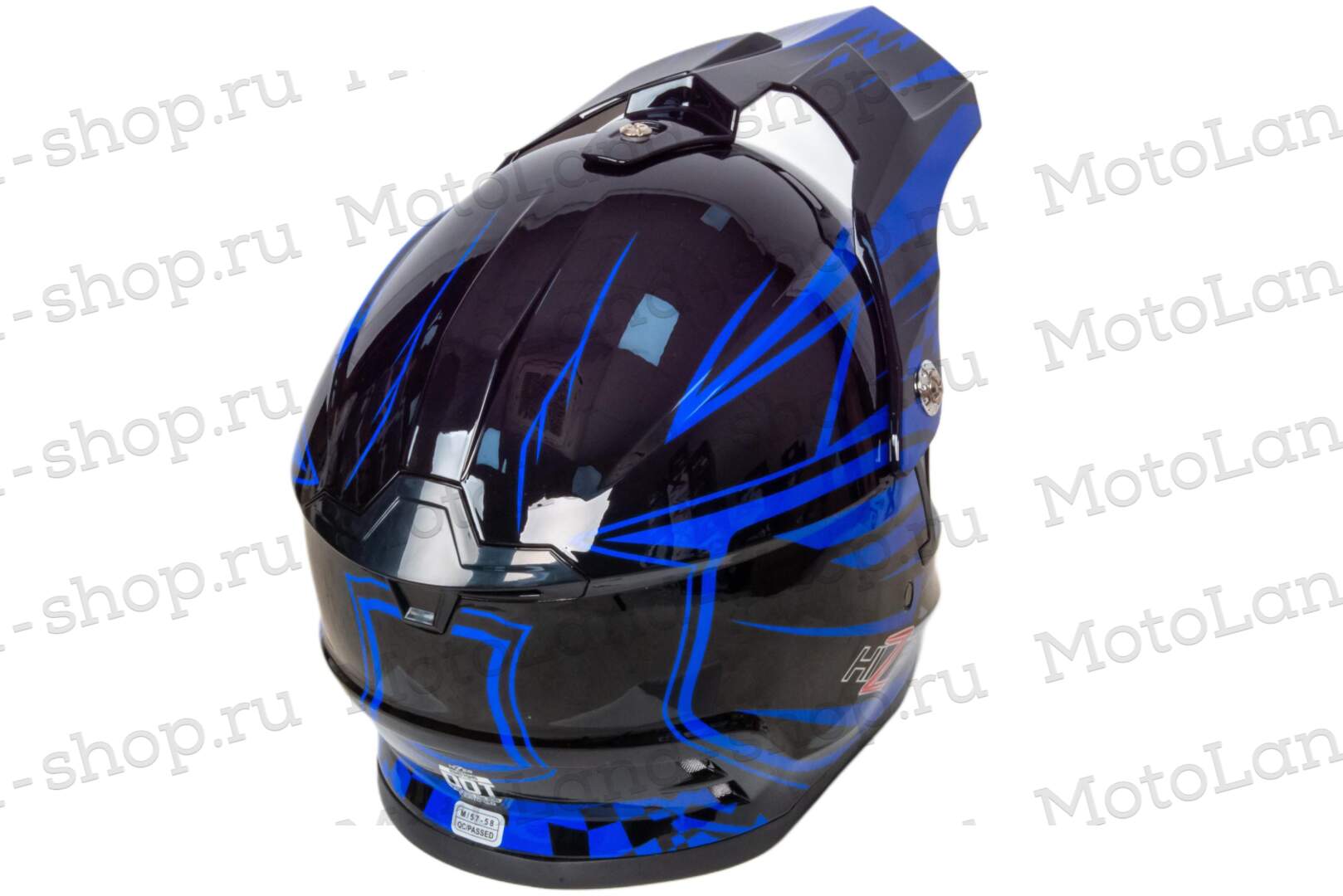 Шлем мото кроссовый HIZER B6196 №2 (L) black/blue