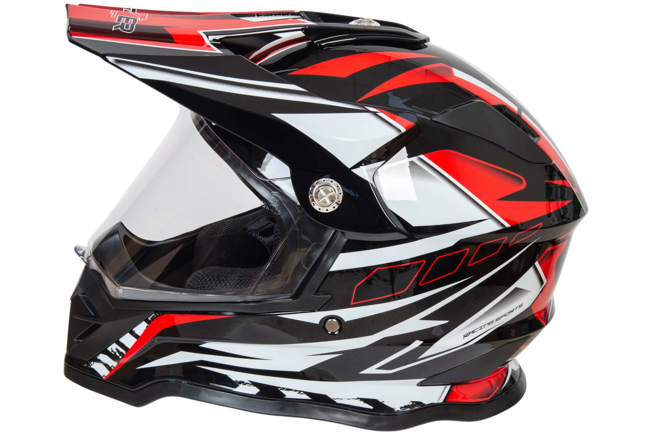 Шлем мото мотард HIZER B6197-1 №2 (S) black/red/white