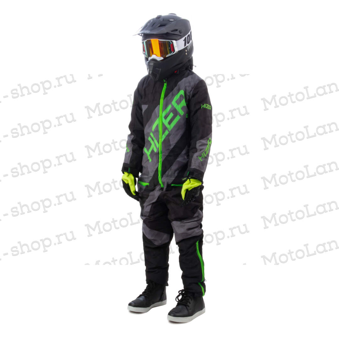 Комбинезон для снегохода (детский) HIZER №5 black-green (текстиль) (14Y)