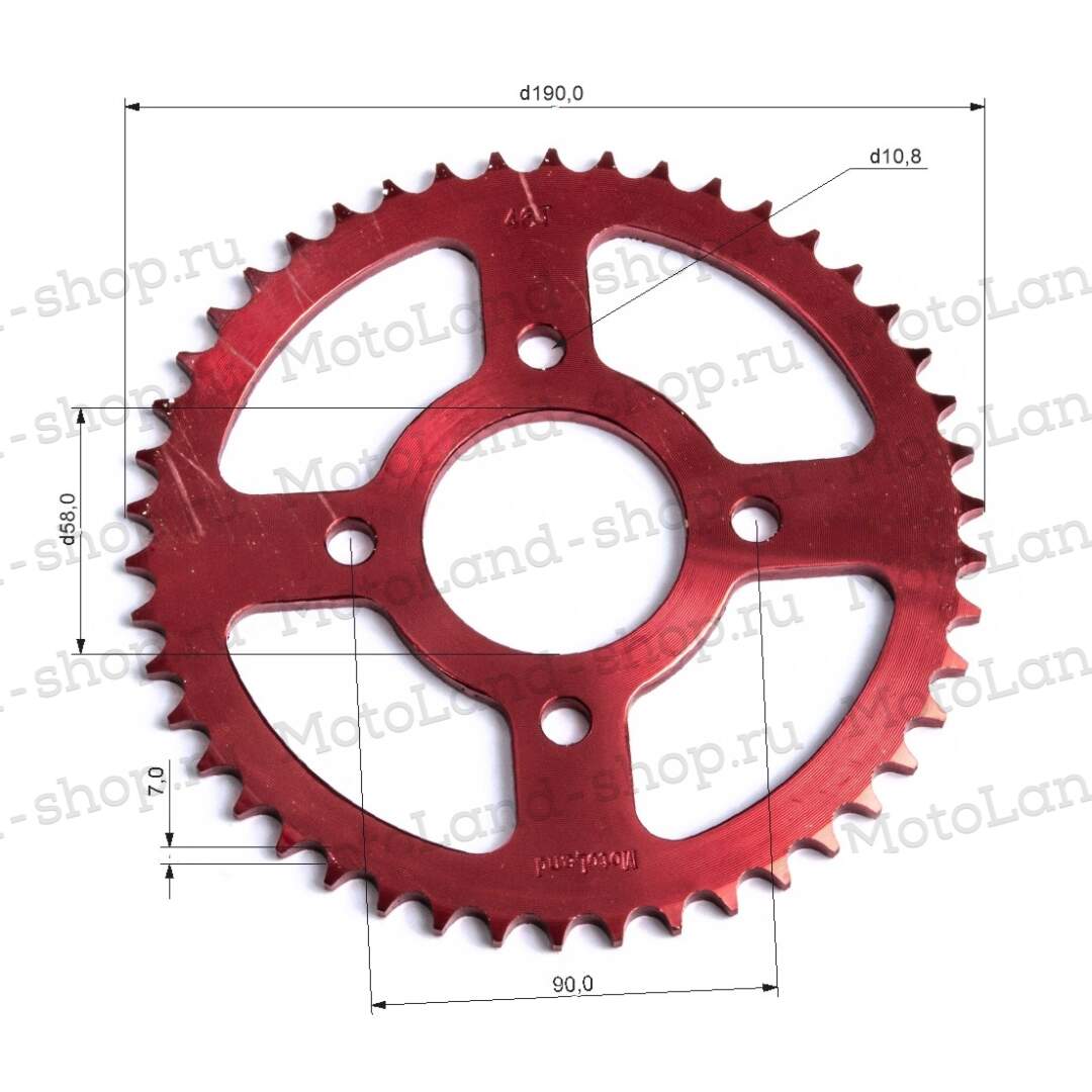Венец, звезда ведомая (428-46) CG/CB 4х90х58 красная