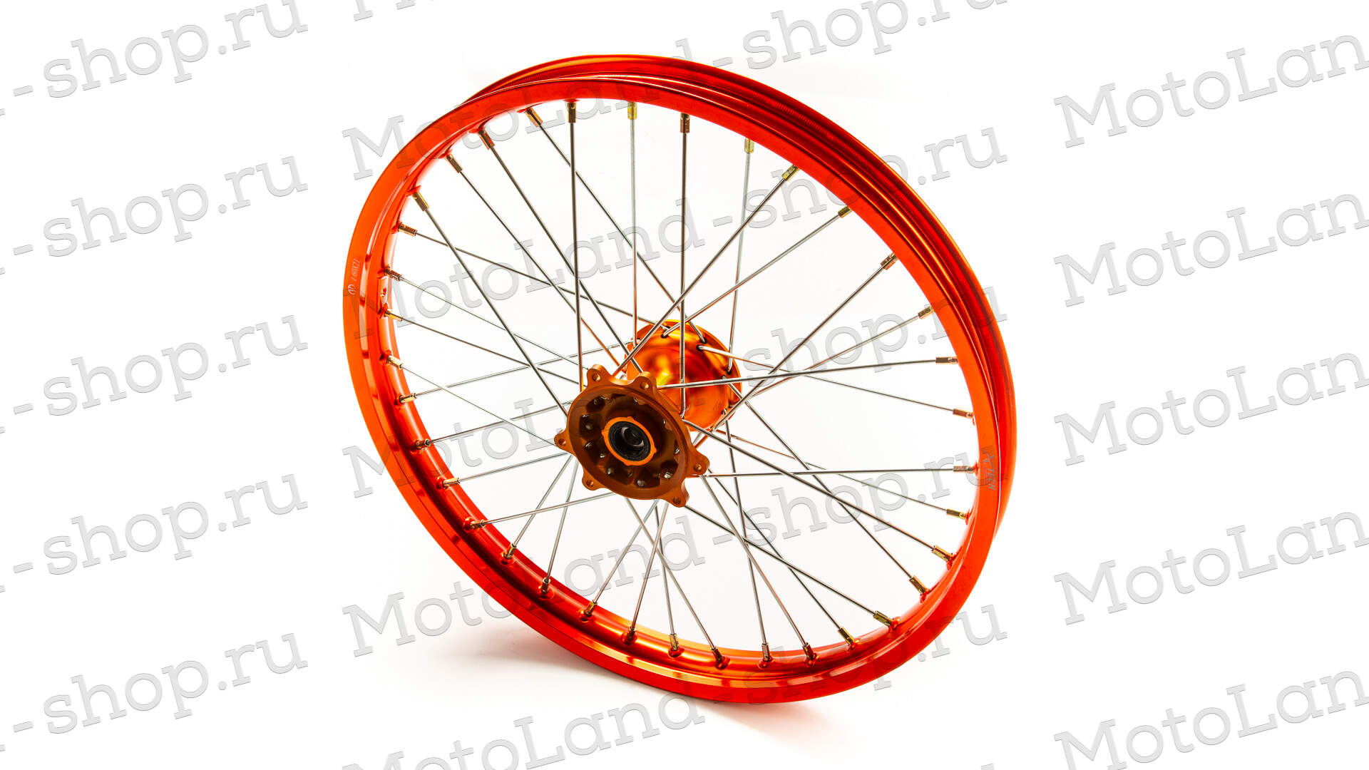 Обод передний 21" (1,60-R21 d=15mm) CNC ступица, алюминий/оранжевый X-TECH (6x116x100)