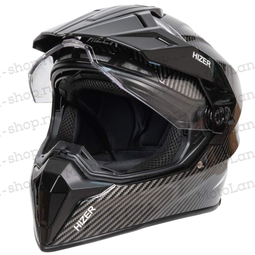 Шлем мото мотард HIZER J6808 №4 (XXL) carbon (2 визора)