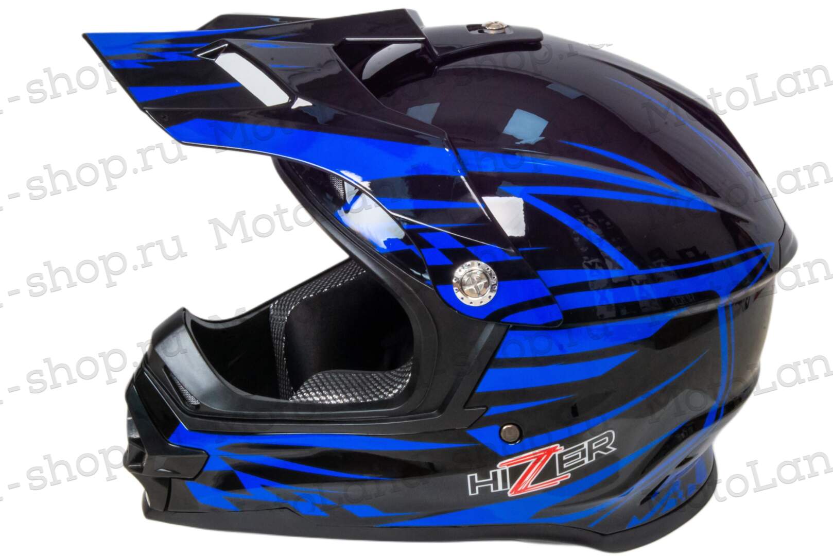 Шлем мото кроссовый HIZER B6196 №2 (M) black/blue