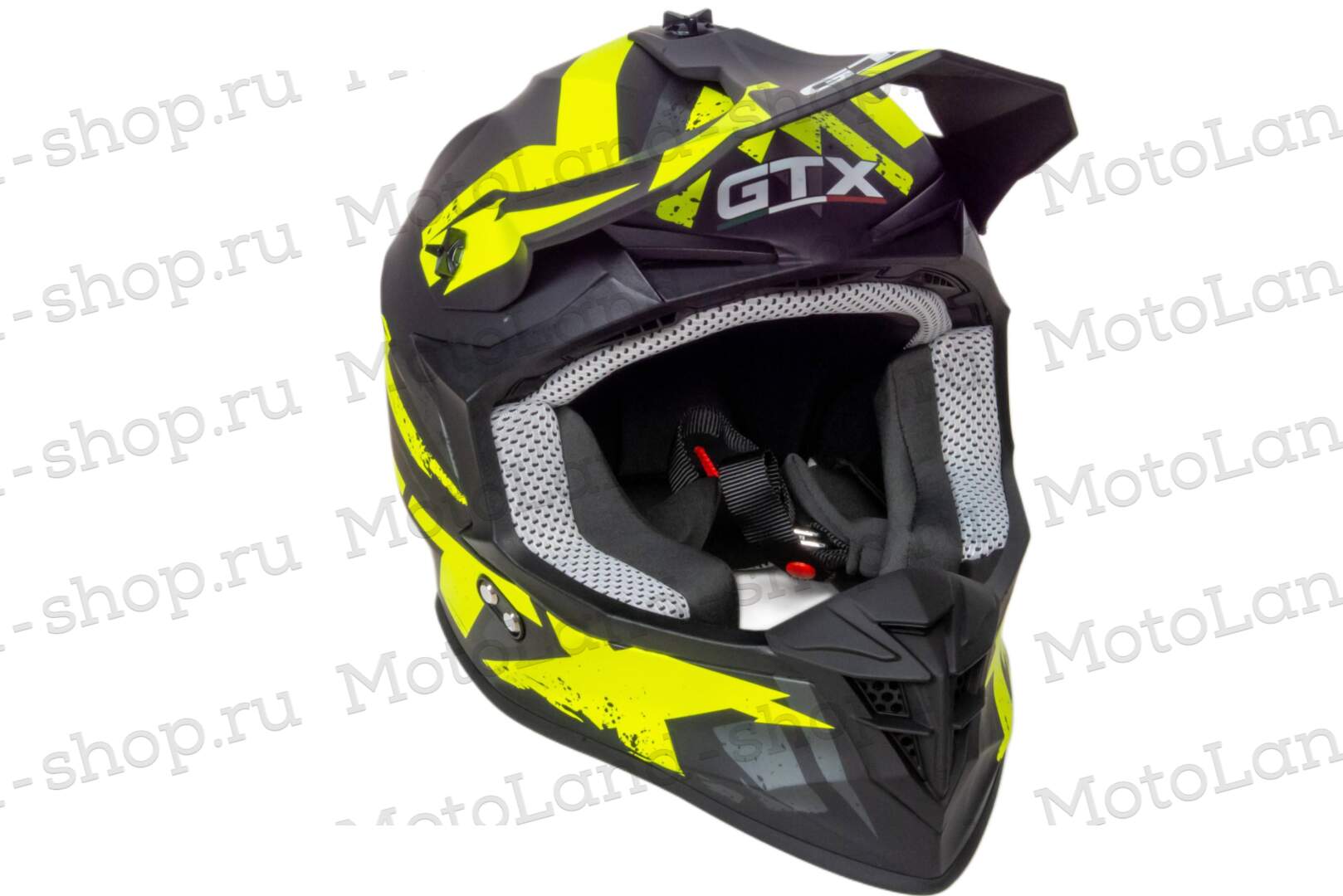 Шлем мото кроссовый GTX 633 №8 (XL) BLACK/FLUO YELLOW GREY