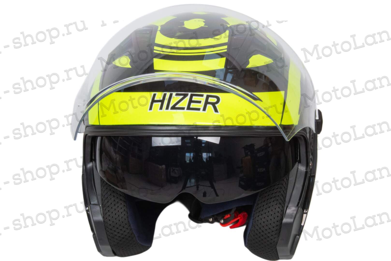 Шлем мото открытый HIZER J228 №1 (M) black/neon yellow
