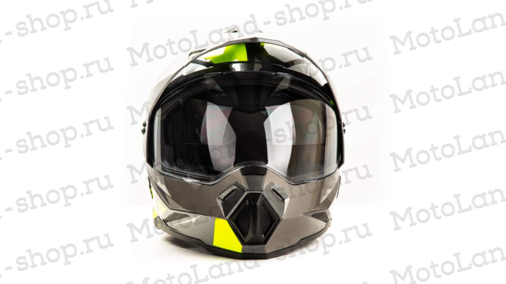 Шлем мото мотард HIZER J6802 №1 (XL) gray/lemon (2 визора)