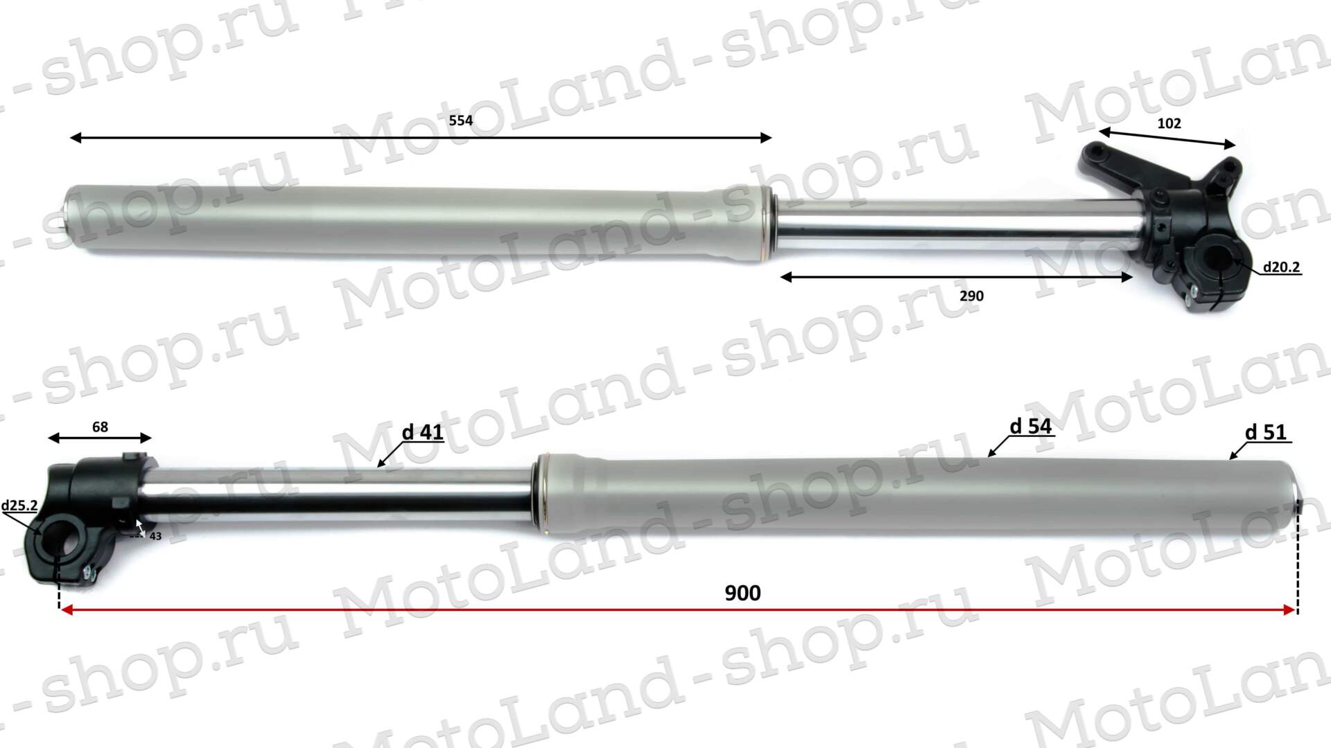 Амортизатор L=900 передний (перья, компл.) d51x54 X3 250 PRO