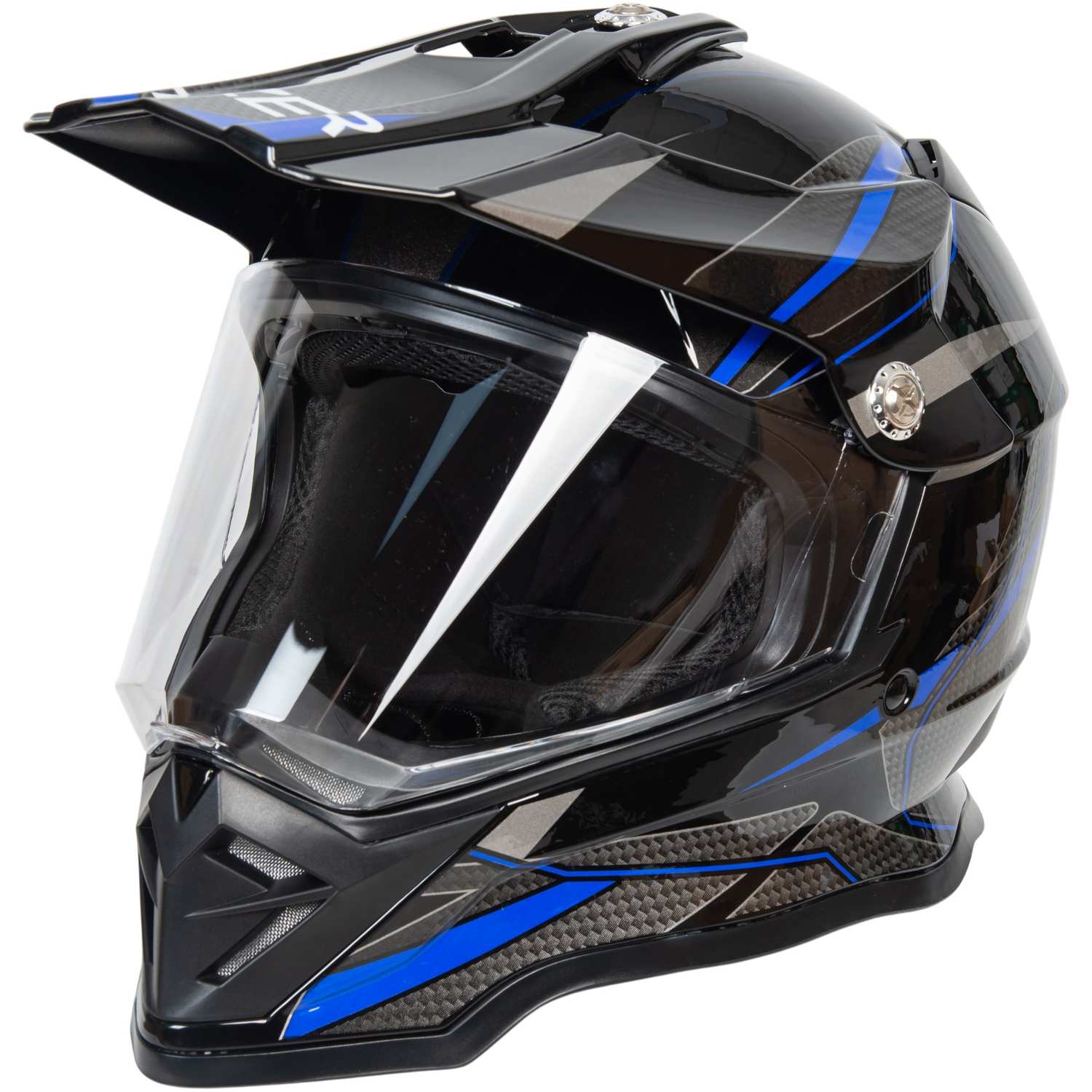 Шлем мото мотард HIZER B6197-1 №6 (S) black/blue