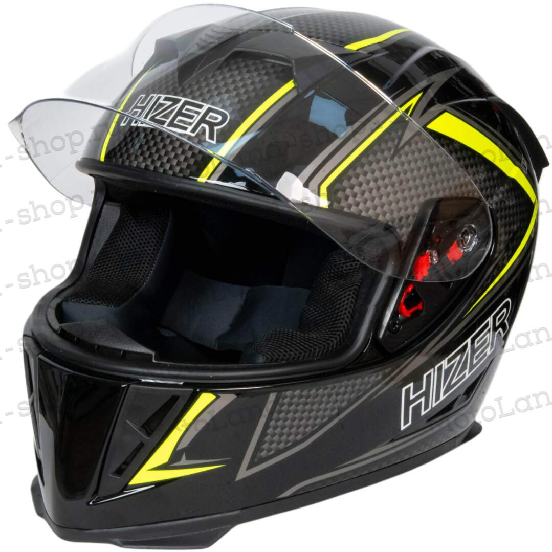 Шлем мото интеграл HIZER J5311 №1 (M)  black/lemon