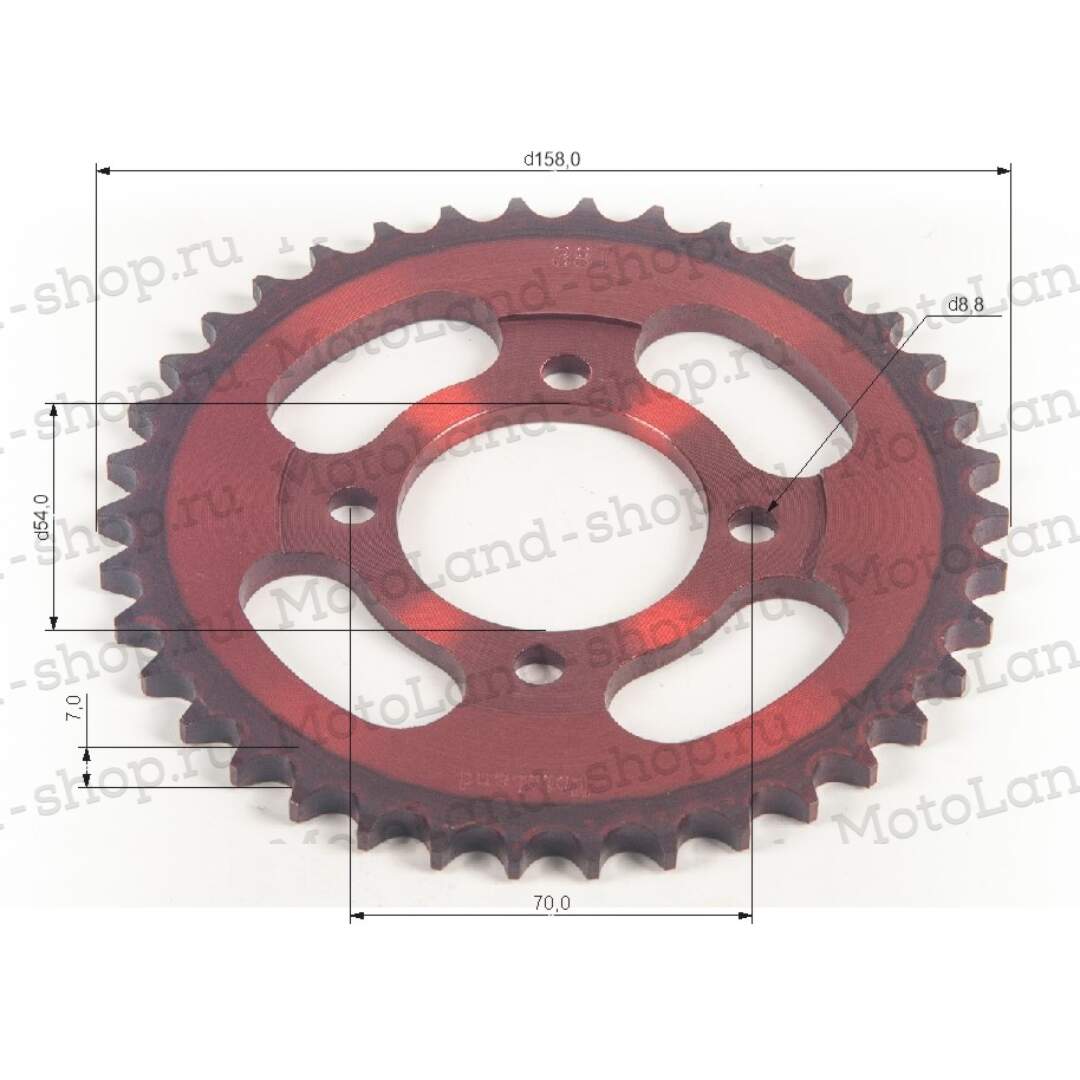 Венец, звезда ведомая (428-38) красная 4х70х54