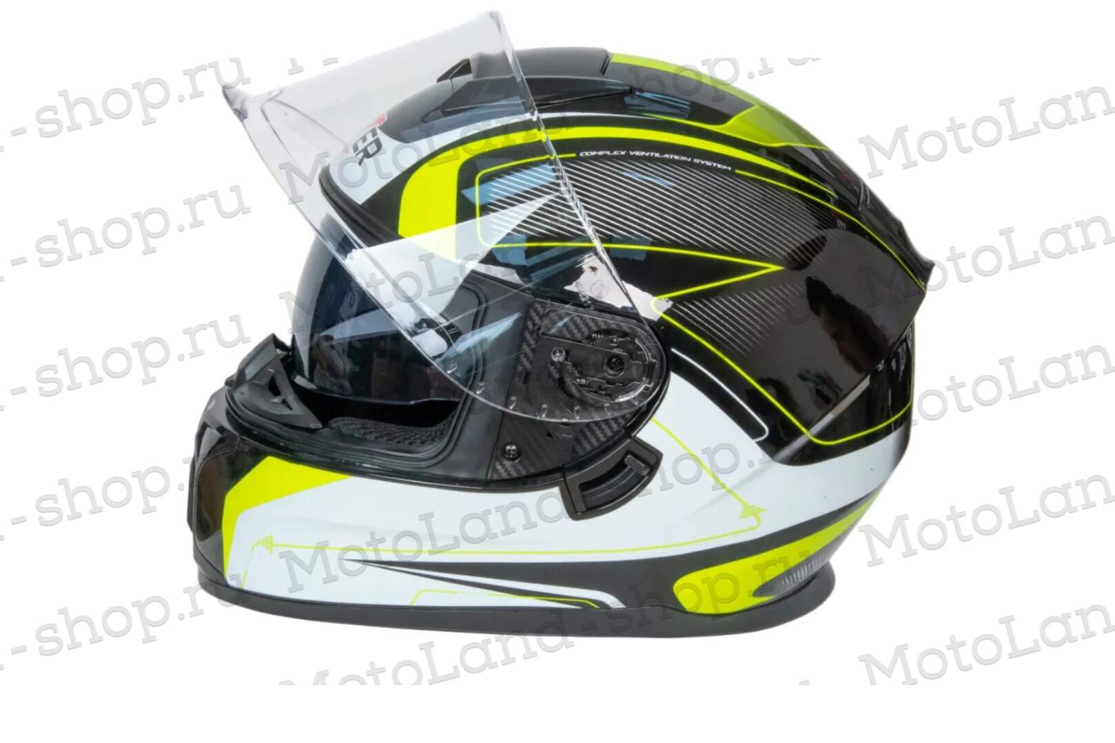 Шлем мото интеграл HIZER B566 №1 (L)  black/white/yellow (2 визора) 