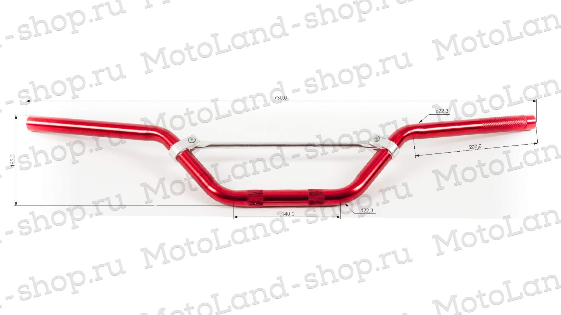 Руль 22мм №3 с перекладиной красный