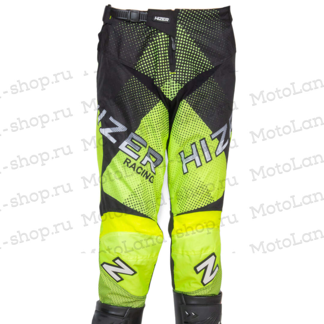 Штаны для мотокросса HIZER / Neon-Green/White (M)
