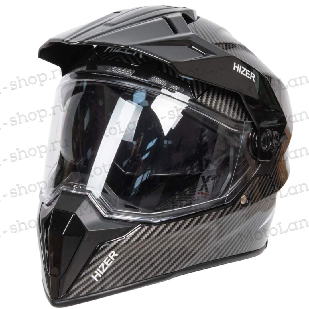 Шлем мото мотард HIZER J6808 №4 (XL) carbon (2 визора)