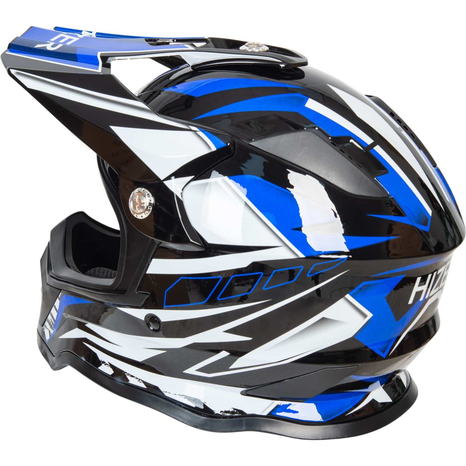 Шлем мото кроссовый HIZER B6197 №4 (XL) black/blue/white