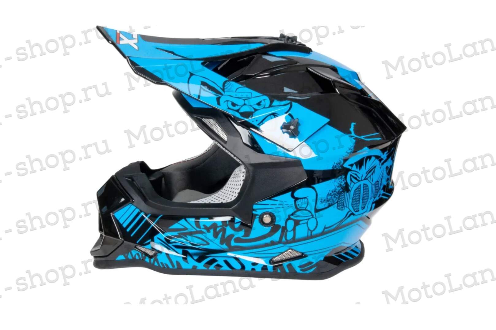 Шлем мото кроссовый GTX 632S №3 (L) BLACK / BLUE детский (53-54)