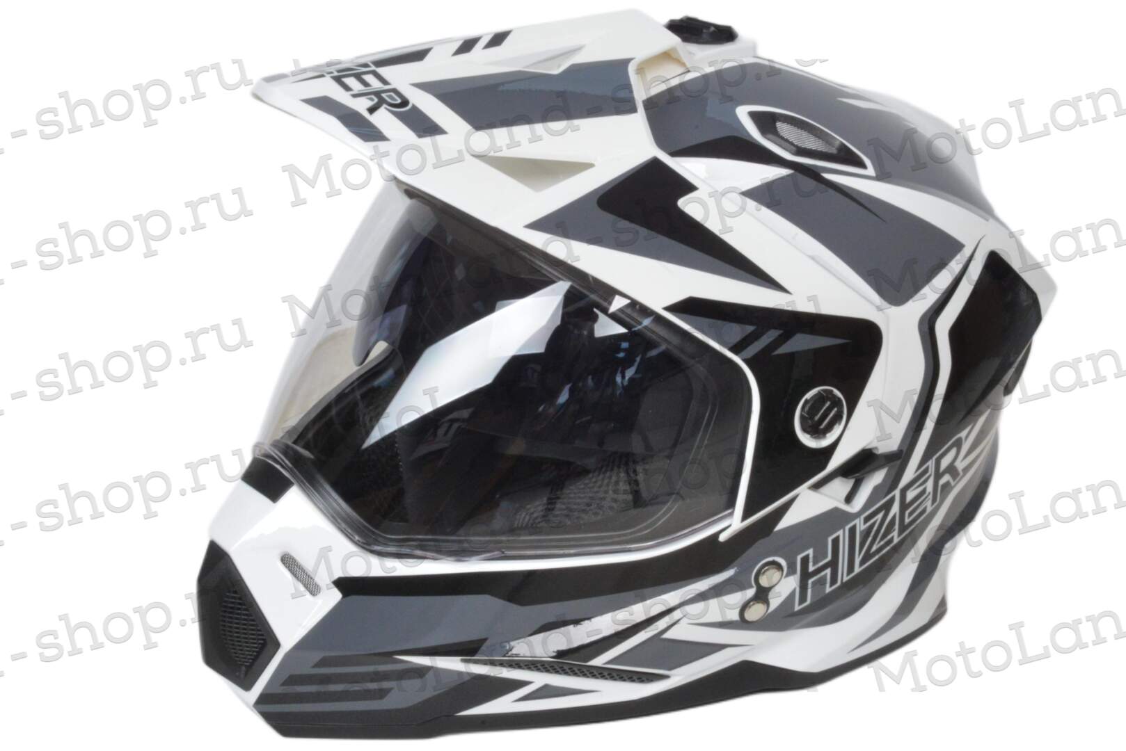Шлем мото мотард HIZER J6802 №4 (L) white/gray (2 визора)