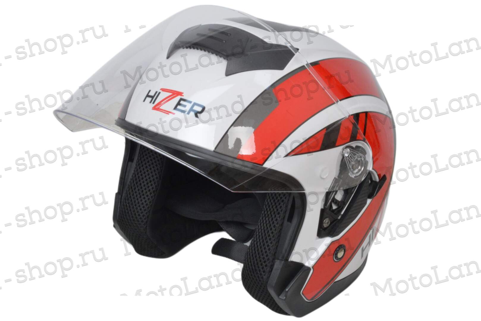 Шлем мото открытый HIZER J222 №1 (L) white/red (2 визора)