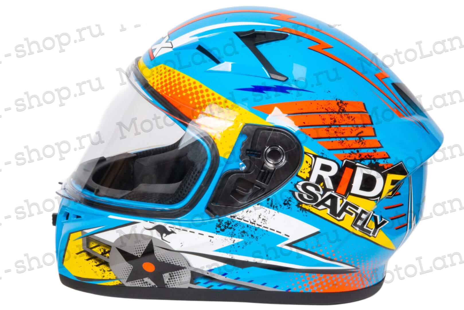 Шлем мото интеграл GTX 578S №2 (M) BLUE / ORANGE YELLOW подростковый