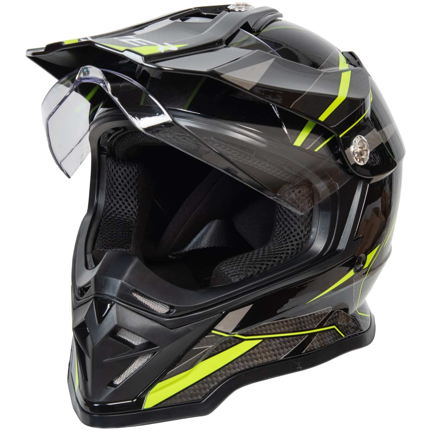 Шлем мото мотард HIZER B6197-1 №4 (M)  black/yellow