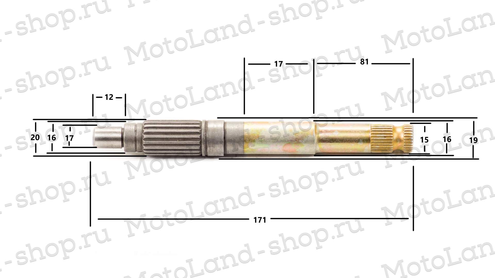 Вал кикстартера голый 162FMJ,164FML,166FML,166FMM,167FMM,170FMM (CGN/NT/CBN/CBB)