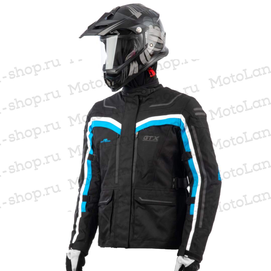 Куртка мотоциклетная (текстиль) женская GTX EJ-2424 BLACK/LIGHT BLUE (L)