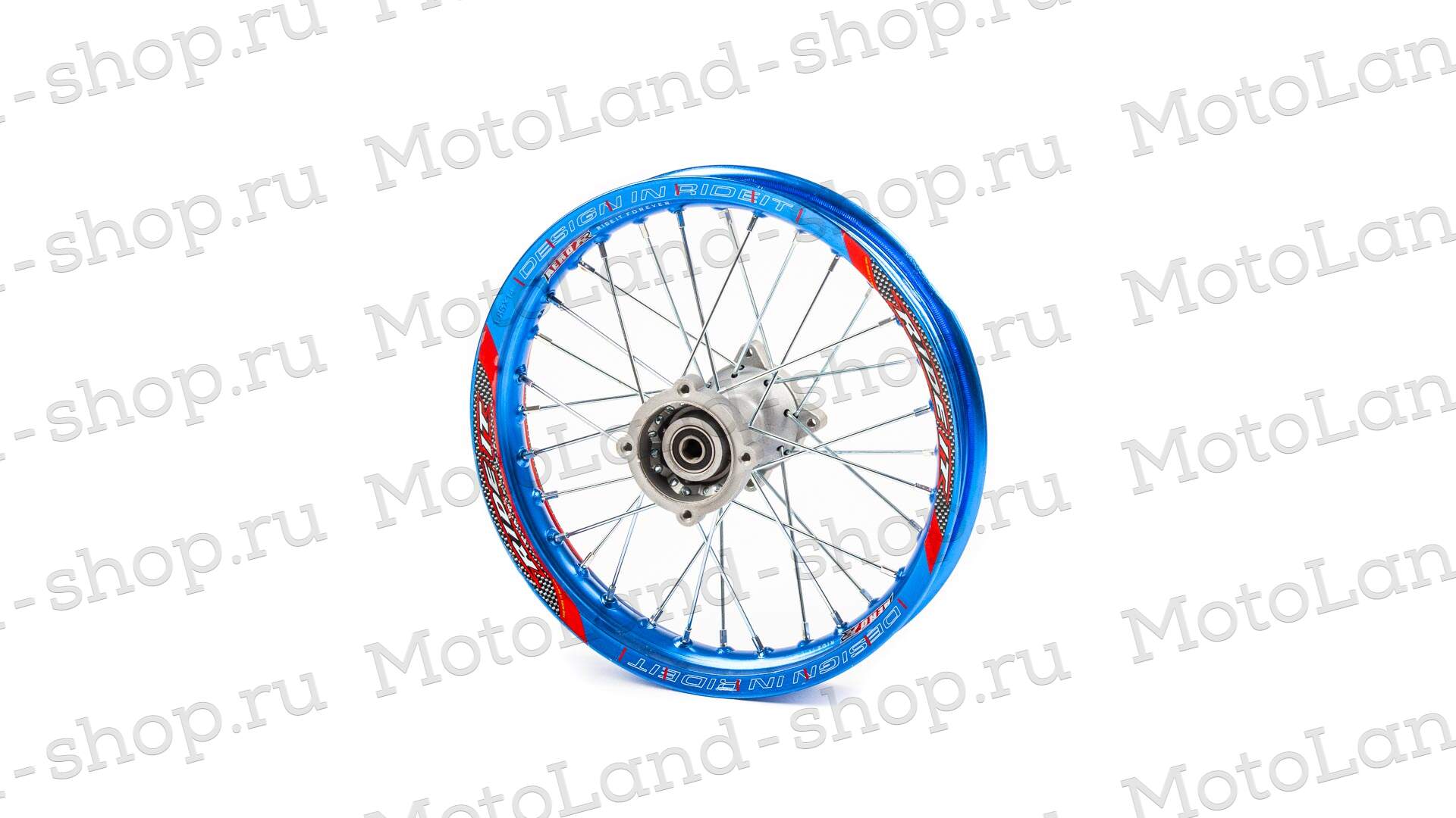 Обод задний 14" (1,85-R14 d=15mm) CNC ступица, алюминий/синий X-TECH (4x100x76/4x92x76 диск/звезда)