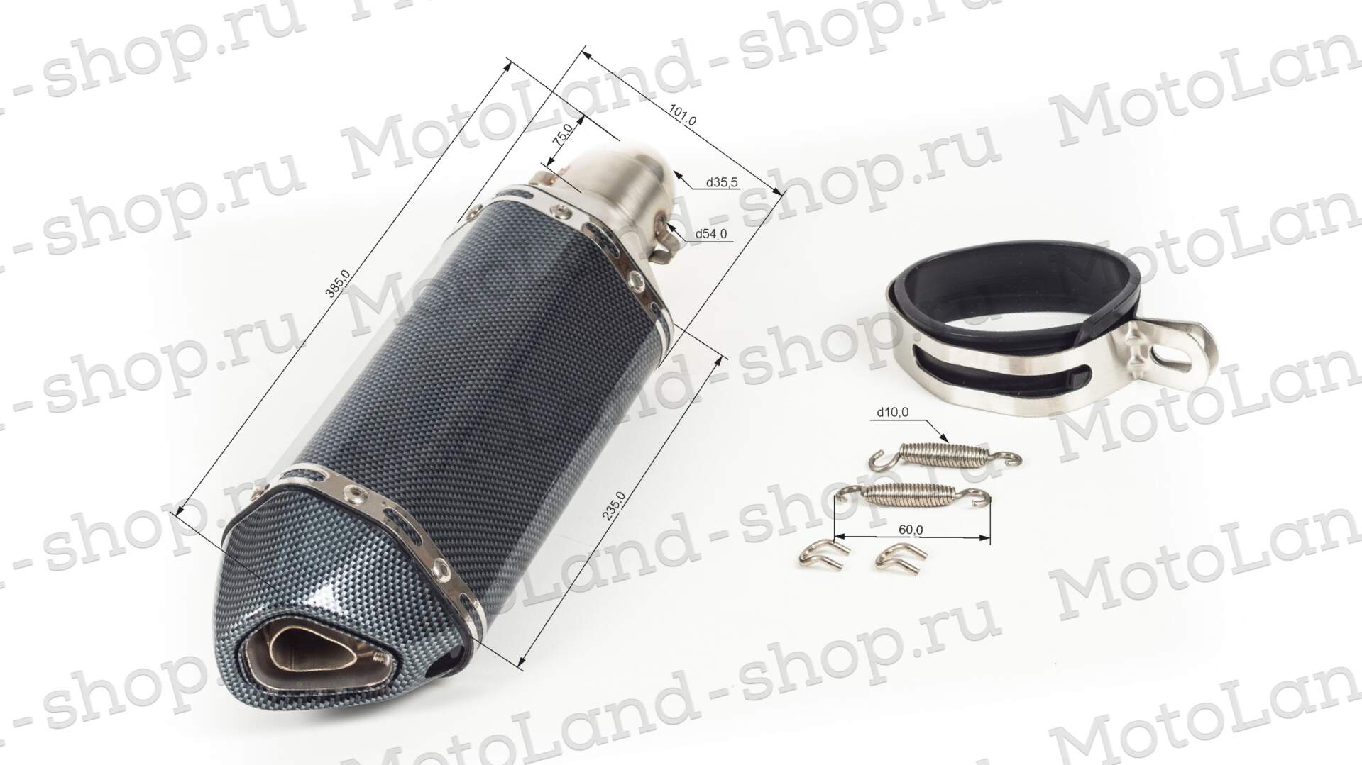 Глушитель AKRAPOVIC  №4 (L=370) шестигранный карбон