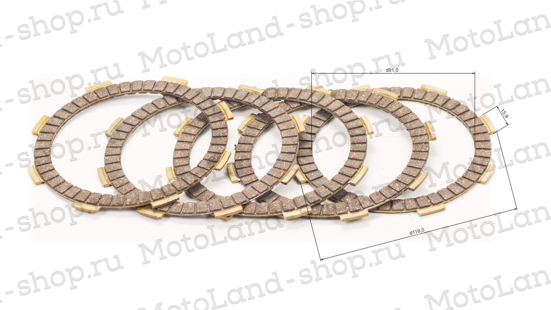 Диски сцепления 164FML,167FMM,170FMM (NT/CBB250/CBB300) текстолит, D внутр.=92 мм