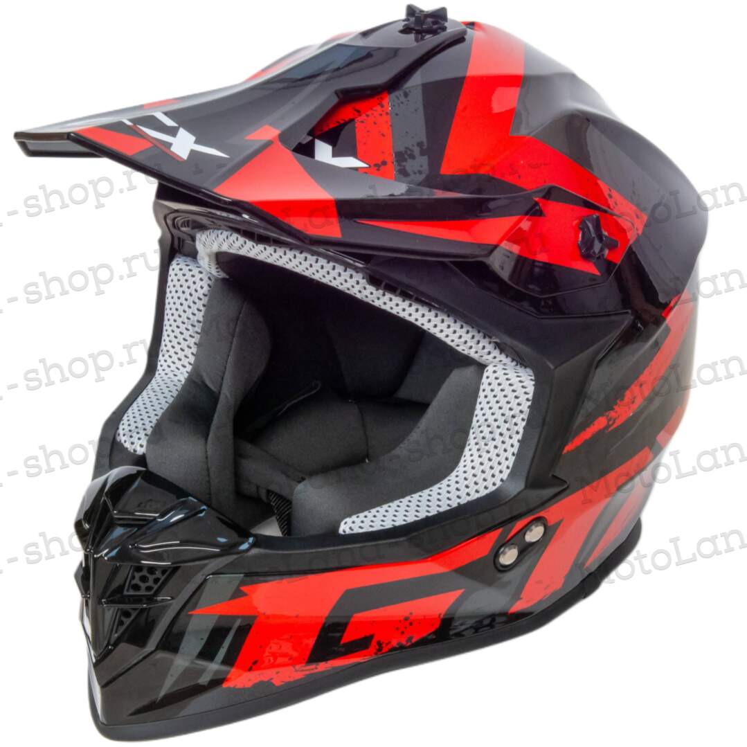 Шлем мото кроссовый GTX 633 №10 (XXL) BLACK/RED GREY