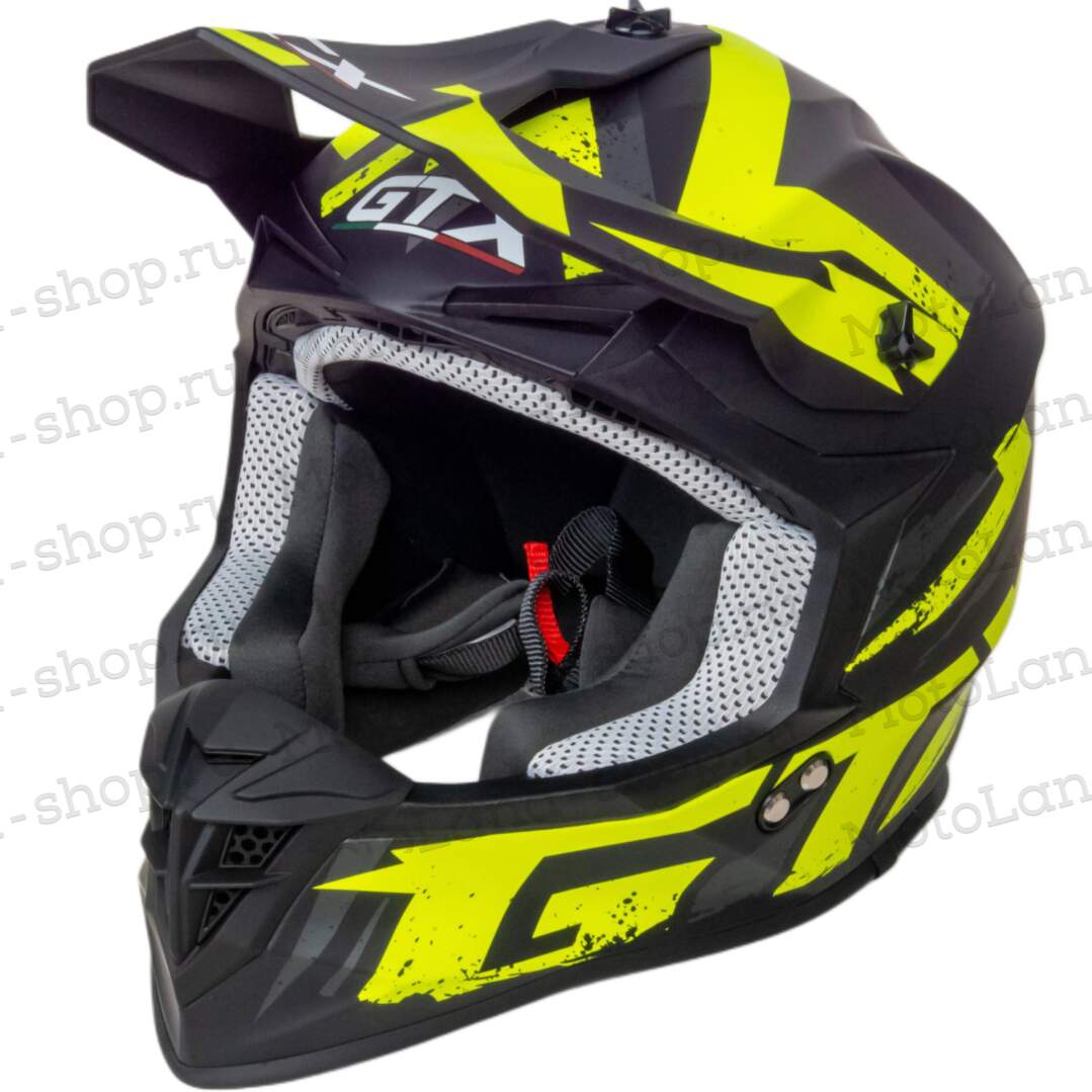 Шлем мото кроссовый GTX 633 №8 (XXL) BLACK/FLUO YELLOW GREY