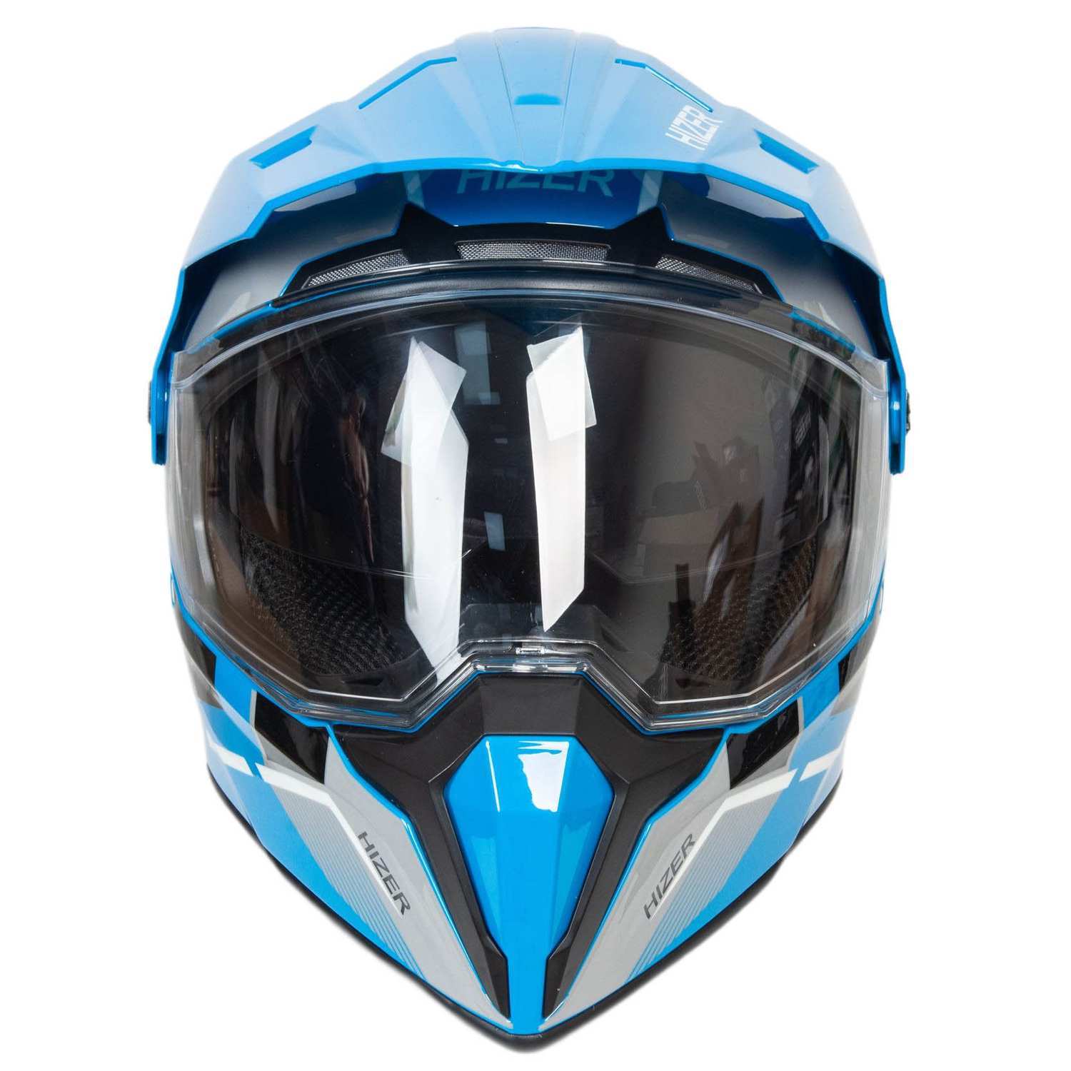 Шлем мото мотард HIZER J6808 №1 (L) blue (2 визора)