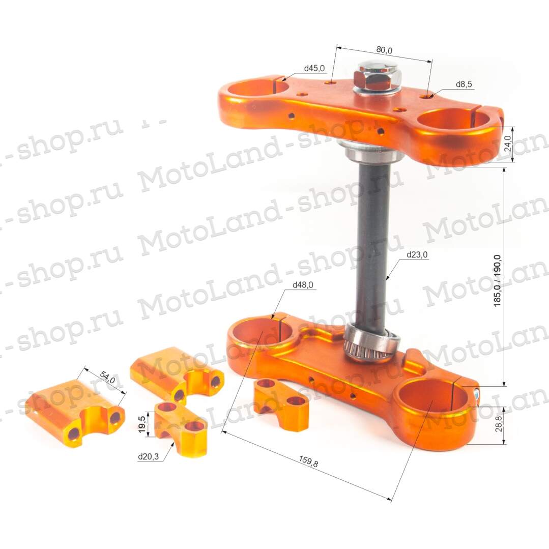 Траверса в сборе №1 алюминий 45/48 (160mm) оранжевая
